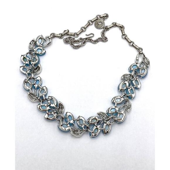 Lisner Vintage Necklace Thermoset Blue 19.5 Signed Hook Clasp Estate - Picture 4 of 10